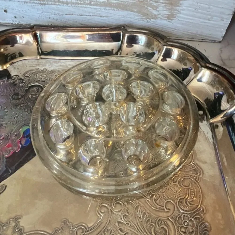 Beautiful vintage glass flower frog 16 holes large